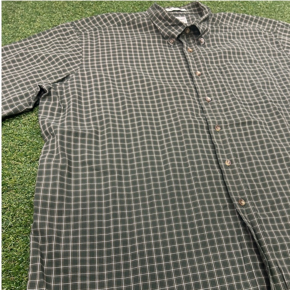 LL Bean Mens XXL Green Plaid Wrinkle Resistant Cotton Button Down Shirt NX47 - Picture 5 of 6